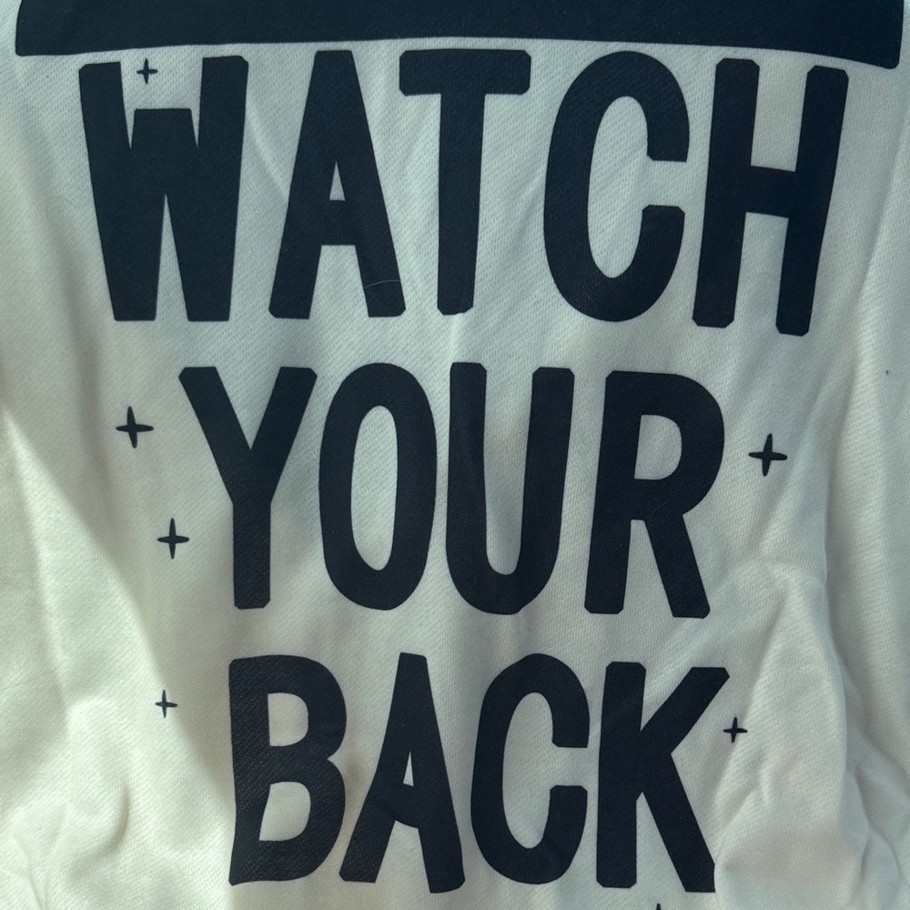 Watch Your Back Graphic   sweatshirt yellow with Black Print
